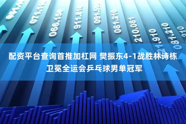 配资平台查询首推加杠网 樊振东4-1战胜林诗栋 卫冕全运会乒乓球男单冠军